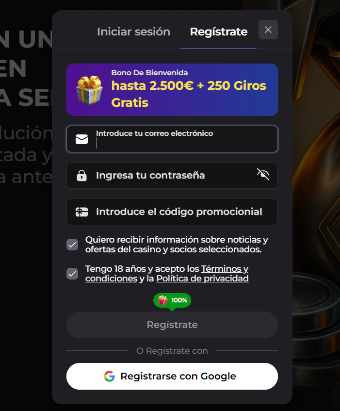 Winaura Casino registro e inicio de sesión