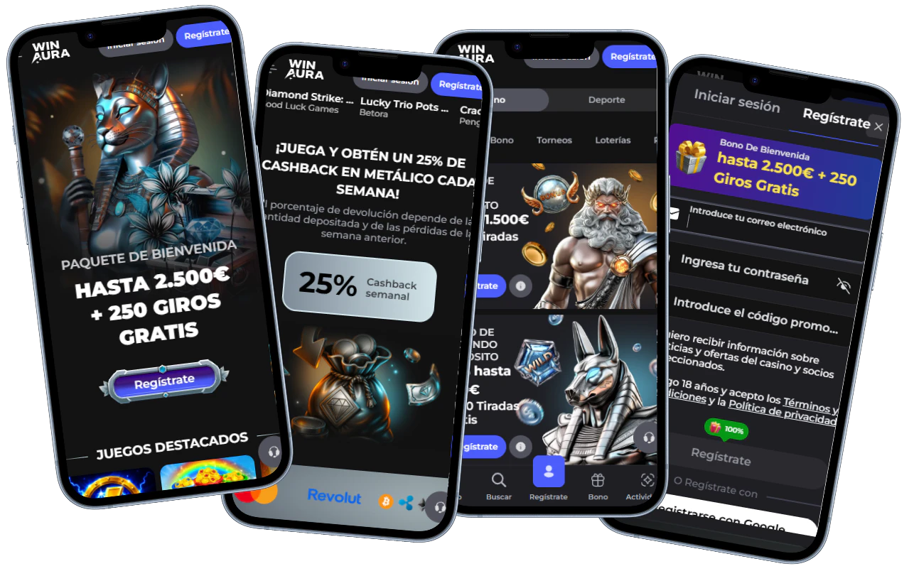 Winaura Casino versión móvil con bonos, registro y cashback